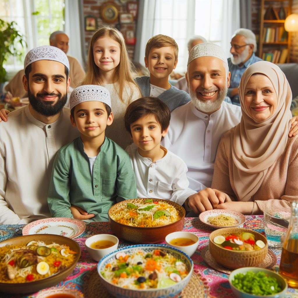 Семейный стол ифтар в Рамадане